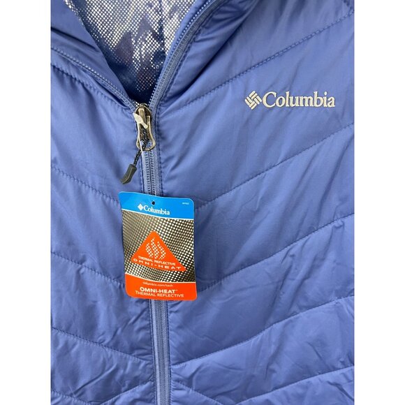 Columbia 2X Heavenly Long Hooded Jacket Omni-Heat Blue Puffer - Picture 10 of 13